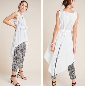 Women’s White Sleeveless High-Low Belted Tunic Top